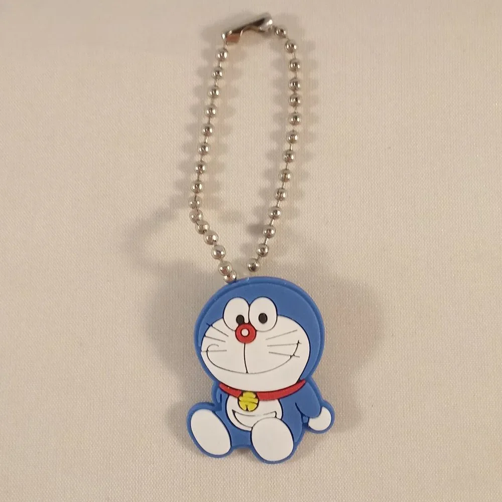 Men's Silver Chibi Doraemon Cat Robot Batman Mini Motorcross Keychain Key Ring 3